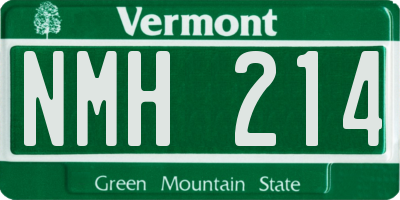 VT license plate NMH214