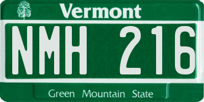 VT license plate NMH216