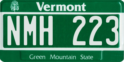 VT license plate NMH223