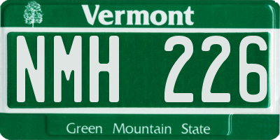 VT license plate NMH226