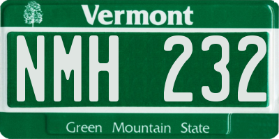 VT license plate NMH232
