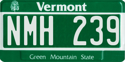 VT license plate NMH239
