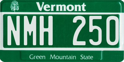 VT license plate NMH250