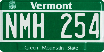 VT license plate NMH254