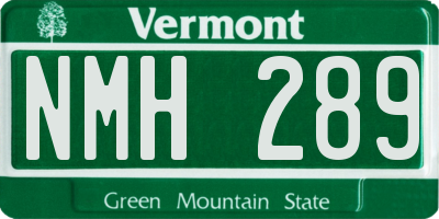 VT license plate NMH289