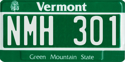VT license plate NMH301