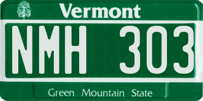 VT license plate NMH303