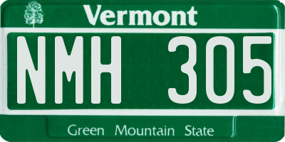 VT license plate NMH305