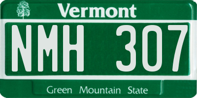 VT license plate NMH307