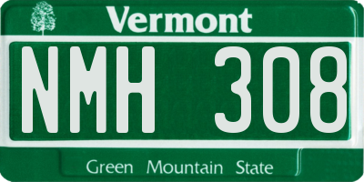 VT license plate NMH308