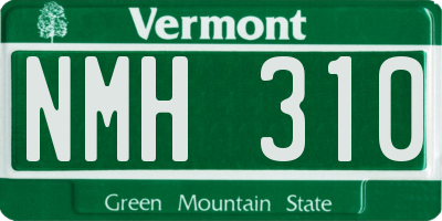 VT license plate NMH310