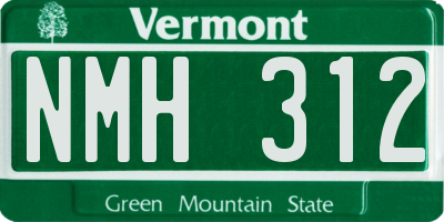 VT license plate NMH312