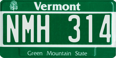 VT license plate NMH314