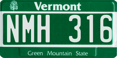 VT license plate NMH316