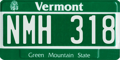 VT license plate NMH318