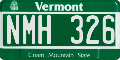 VT license plate NMH326