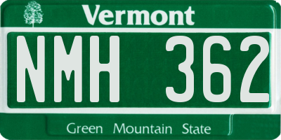 VT license plate NMH362