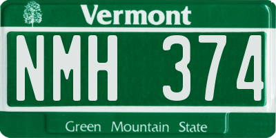 VT license plate NMH374