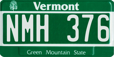 VT license plate NMH376