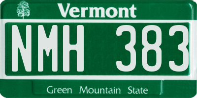 VT license plate NMH383