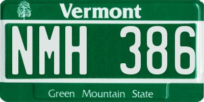 VT license plate NMH386