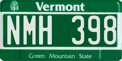 VT license plate NMH398