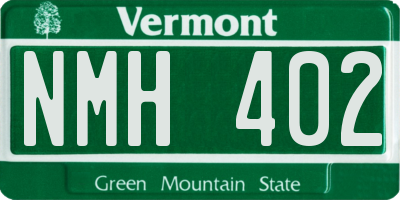 VT license plate NMH402