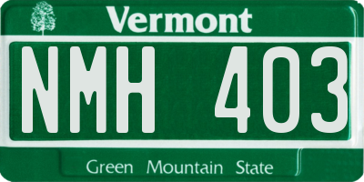 VT license plate NMH403