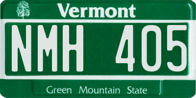 VT license plate NMH405