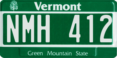 VT license plate NMH412