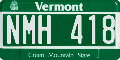 VT license plate NMH418