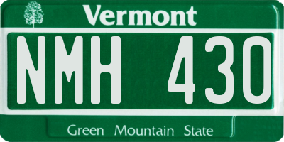 VT license plate NMH430