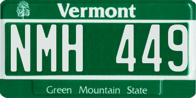 VT license plate NMH449