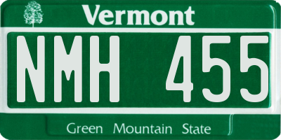 VT license plate NMH455