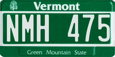 VT license plate NMH475