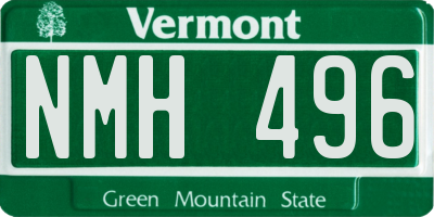 VT license plate NMH496