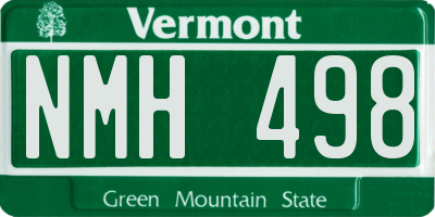 VT license plate NMH498