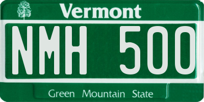 VT license plate NMH500