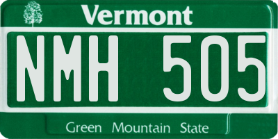 VT license plate NMH505