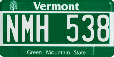VT license plate NMH538