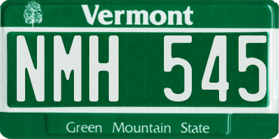 VT license plate NMH545