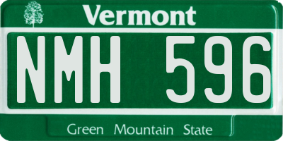 VT license plate NMH596