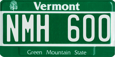 VT license plate NMH600