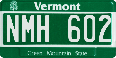 VT license plate NMH602