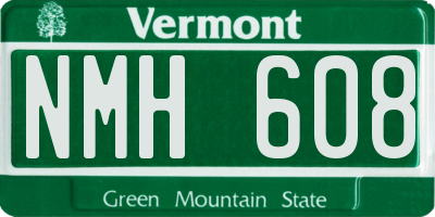 VT license plate NMH608