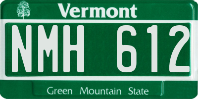 VT license plate NMH612