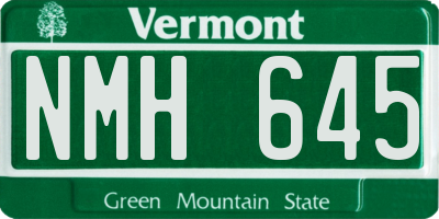 VT license plate NMH645