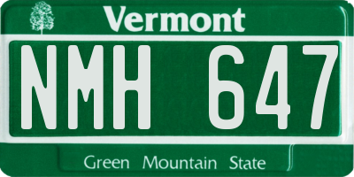 VT license plate NMH647