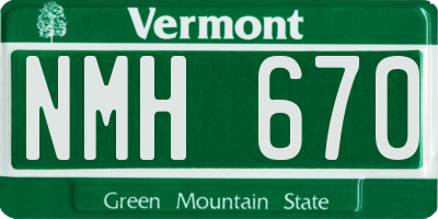 VT license plate NMH670