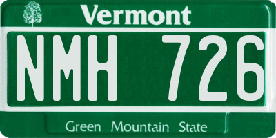 VT license plate NMH726